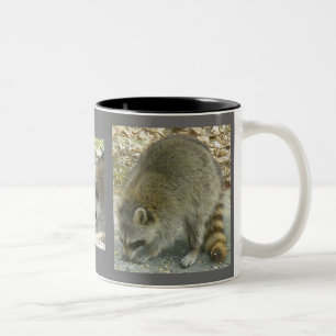 Raccoon auf der Rock-Tasse Zweifarbige Tasse
