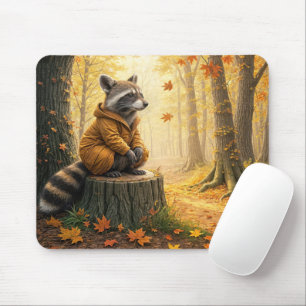 Raccoon auf einem Baumstumpf Mousepad