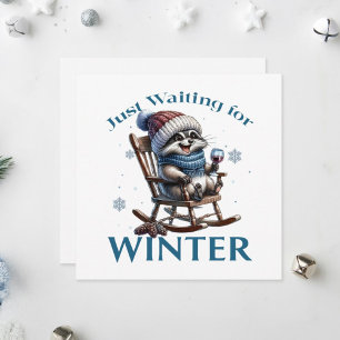 Raccoon auf einem Schaukelstuhl. Feiertagskarte