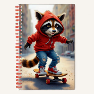 Raccoon auf Skateboard, Autorin Natasha Us Notizbuch