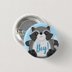 Raccoon Baby Dusche Blue Button
