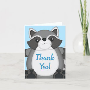 Raccoon Baby Dusche Blue Dankeskarte