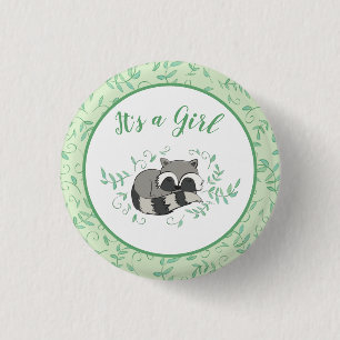 Raccoon Baby Dusche Button
