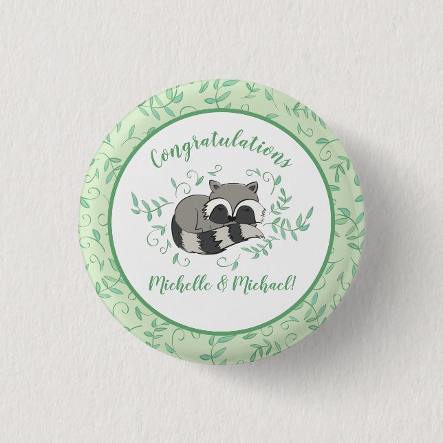 Raccoon Baby Dusche Button (Vorderseite)