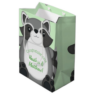 Raccoon Baby Dusche Grün Mittlere Geschenktüte