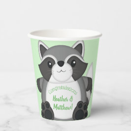 Raccoon Baby Dusche Grün Pappbecher
