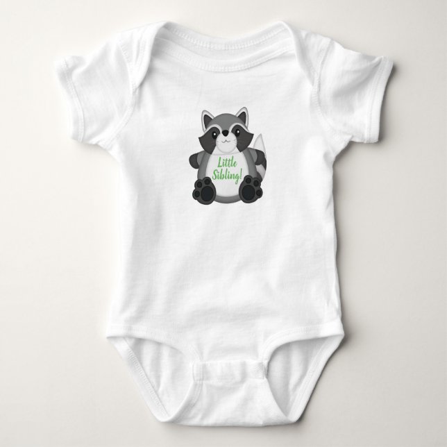 Raccoon Baby Dusche Grün Strampler (Vorderseite)