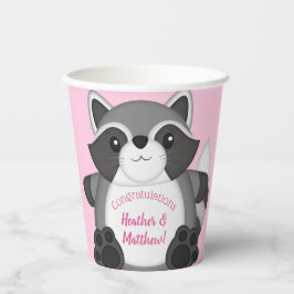 Raccoon Baby Dusche Rosa Pappbecher