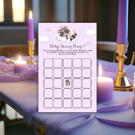 Raccoon Baby Showdusche Lavender Game Bingo