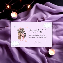 Raccoon Baby Shower Lavender Diaper Raffles Begleitkarte