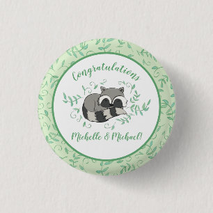 Raccoon Baby Shower Woodland Tiere Button