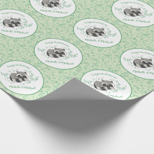 Raccoon Baby Shower Woodland Tiere Geschenkpapier