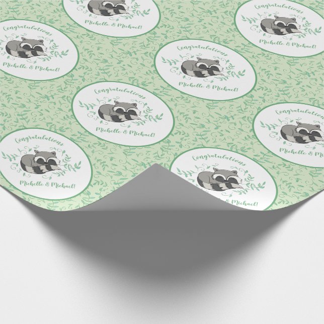 Raccoon Baby Shower Woodland Tiere Geschenkpapier (Ecke)
