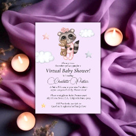 Raccoon Baby Showlavender Virtual Einladung