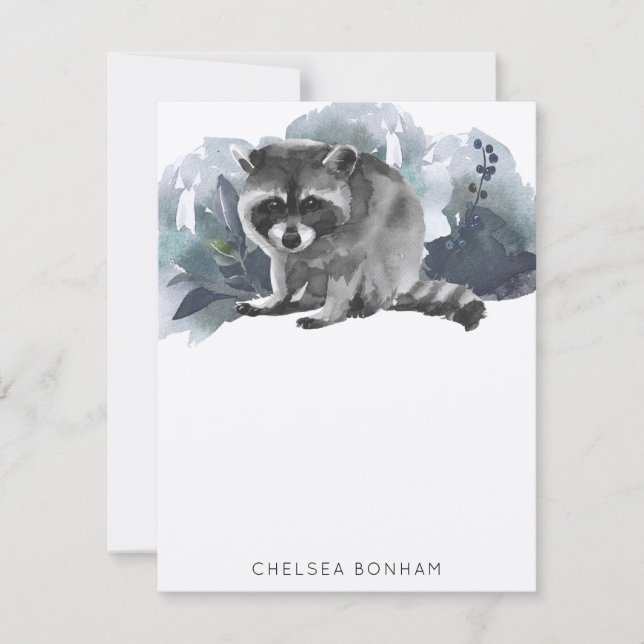 Raccoon Baby Watercolor Landschaft Note Card Mitteilungskarte (Vorderseite)