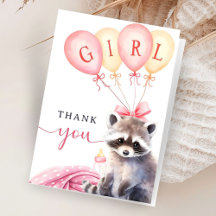 Raccoon Babydusche Girl Pink geklappt