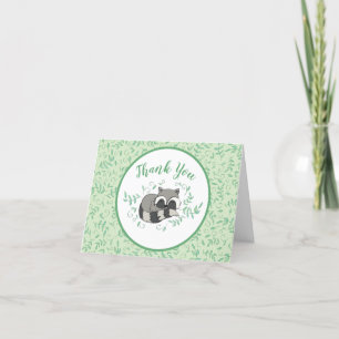 Raccoon Babydusche Woodland Niedlich Schlafen Dankeskarte