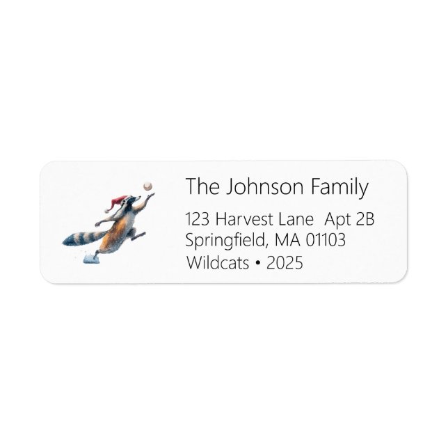 Raccoon Baseball Address Label (Vorne)