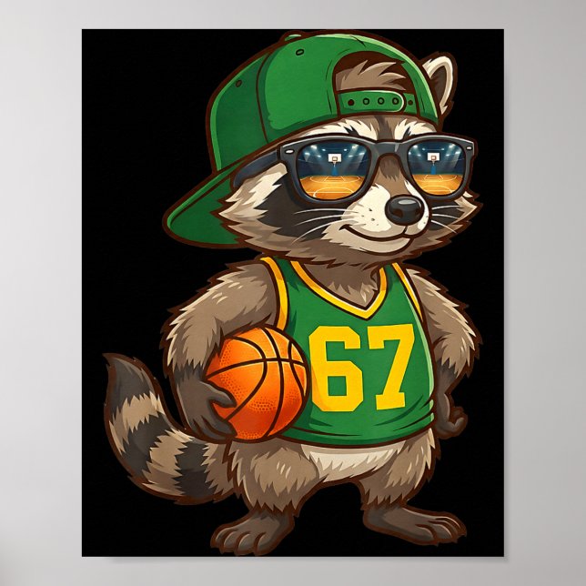 Raccoon Basketball 67 Gen Alpha Slang Srts Men Boy Poster (Vorne)
