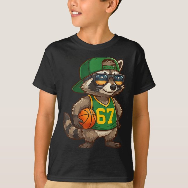 Raccoon Basketball 67 Gen Alpha Slang Srts Men Boy T-Shirt (Vorderseite)