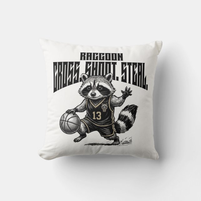 Raccoon Basketball Star - Cross Shoot Steal Graph Kissen (Vorderseite)