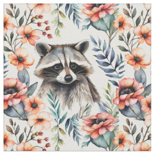 Raccoon bei Blume Stoff