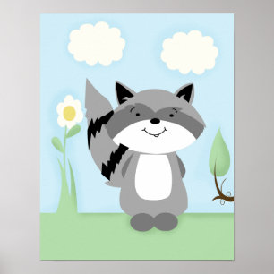 Raccoon Bezauberndes Forest Kinderzimmer Kunst, Di Poster