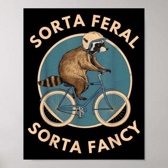 Raccoon Bicycle Riding Vintage Animal Funny Feral  Poster (Vorne)