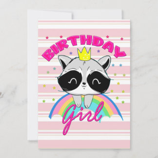 Raccoon Birthday Girl Animal Party Raccoon Einladung