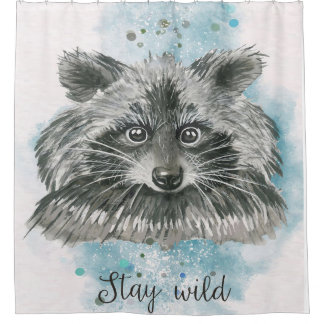 Raccoon Bleibe Wild | Geschenk für Kinder Duschvorhang