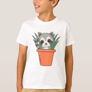 Raccoon Blume Pot Funny Raccoon Pflanze T-Shirt