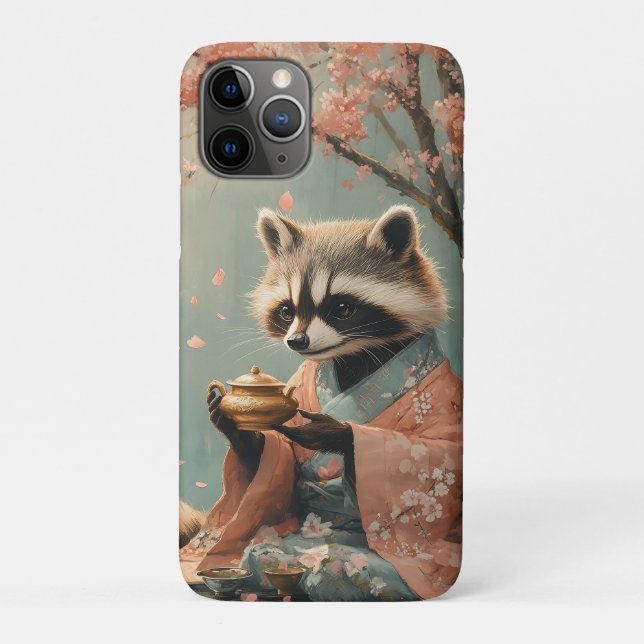 Raccoon Buddha: Friedlicher Tee unter Kirschbaum Case-Mate iPhone Hülle (Rückseite)