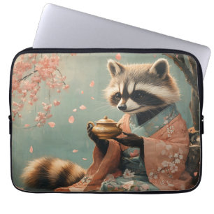 Raccoon Buddha: Friedlicher Tee unter Kirschbaum Laptopschutzhülle