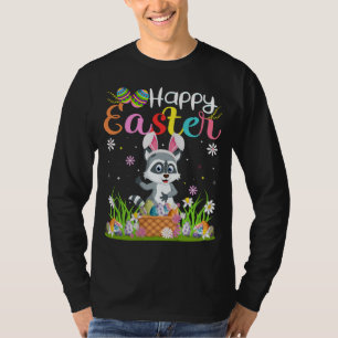 Raccoon Bunny Egg Jagd Funny Raccoon Happy East T-Shirt