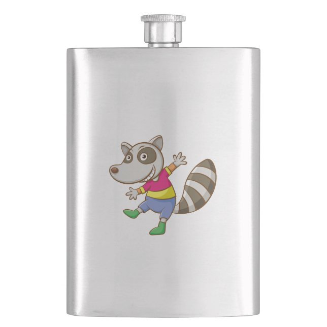 Raccoon-Cartoon Flachmann (Vorderseite)