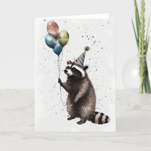 Raccoon Celebration Grußkarte Dankeskarte