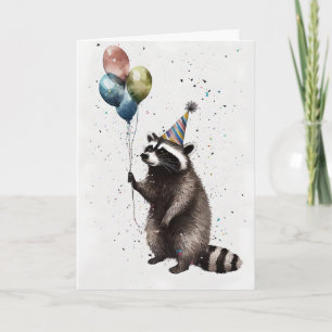 Raccoon Celebration Grußkarte Karte