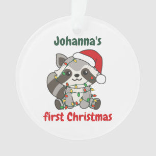 Raccoon Christmas Babys erste Weihnachten Ornament