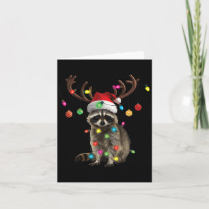 Raccoon Christmas Lights Funny Xmas Party Familie  Karte
