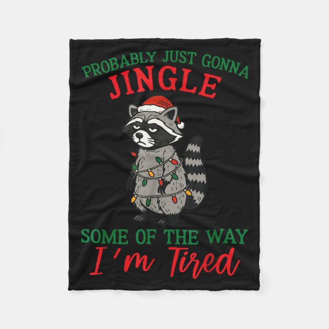 Raccoon Christmas Lights Pajama Holiday Santa Hat  Fleecedecke (Vorderseite)