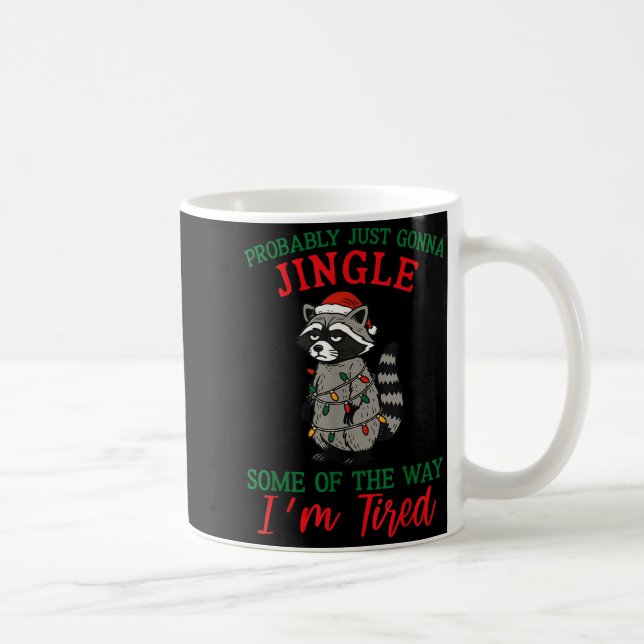 Raccoon Christmas Lights Pajama Holiday Santa Hat  Kaffeetasse (Rechts)
