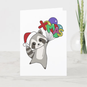 Raccoon Christmas Snow Winter Raccoons Adult Cloth Feiertagskarte