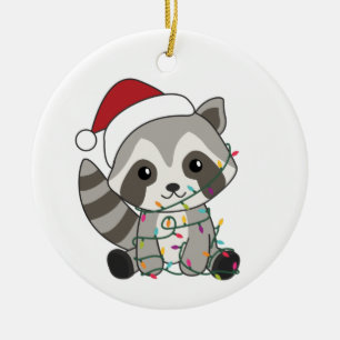 Raccoon Christmas Snow Winter Raccoons Adult Cloth Keramik Ornament