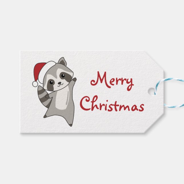 Raccoon Christmas Snow Winter Raccoons Trucker Hat Geschenkanhänger (Vorderseite (Horizontal))