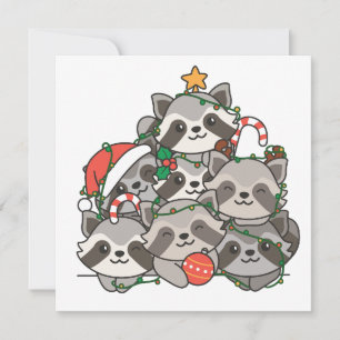 Raccoon Christmas Tree Funny Animal Christmas Feiertagskarte