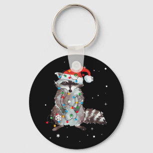 Raccoon Christmas Tree Lights Pajama Racoon Lover Schlüsselanhänger