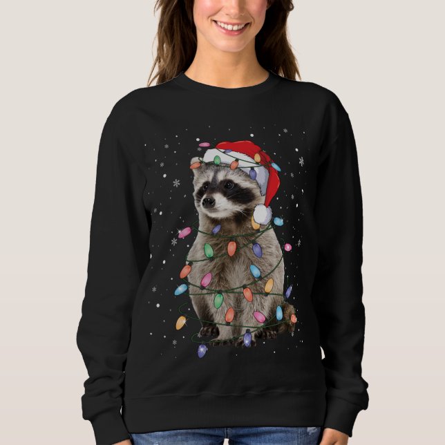 Raccoon Christmas Tree Lights Pajama Racoon Lover Sweatshirt (Vorderseite)