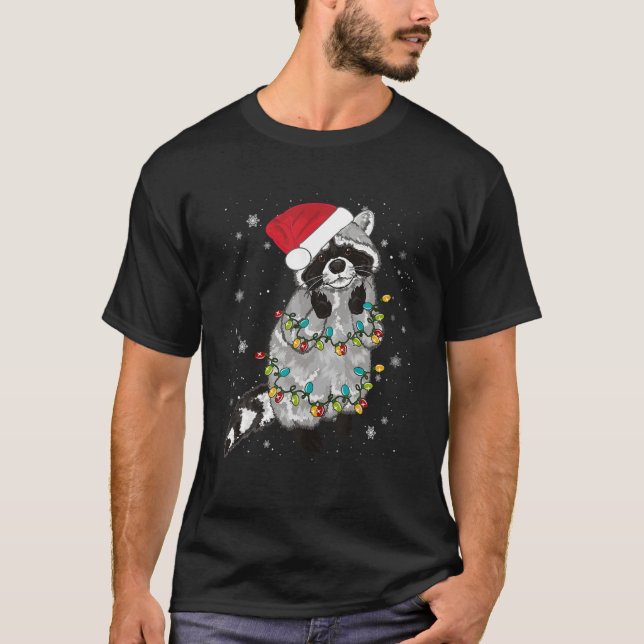 Raccoon Christmas Tree Lights Raccoon Fantastische T-Shirt (Vorderseite)
