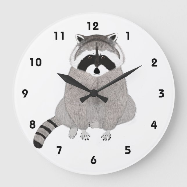 Raccoon Clock Große Wanduhr (Vorderseite)