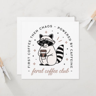 Raccoon Coffee Liebhaber Club lustige wilde Tiere Karte